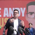 Andy Burnham makes a speech at the launch of his campaign as Labour’s candidate for the Makerfield by-election