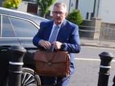 Sir Jeffrey Donaldson arriving at Newry Crown Court