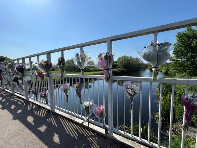 Tributes at Kingsbury Water Park to Lilliana after her body was pulled from the water on Monday (May 25)