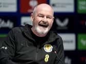 Steve Clarke laughs in a Scotland press conference