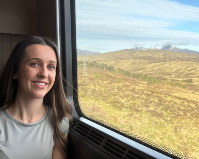 Enjoying the views on the Caledonian Sleeper train