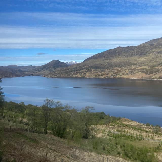 The views of expansive lochs from the Caledonian Sleeper train