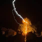 Lightning hitting a tree in Dudley.