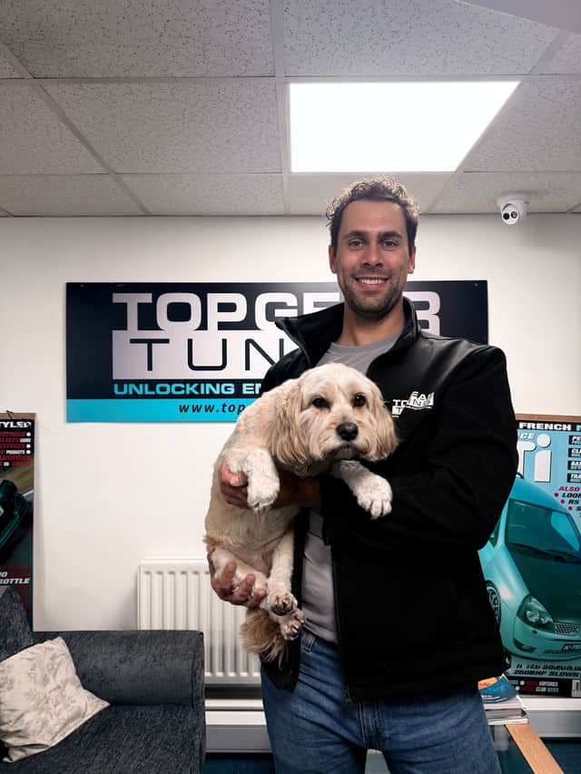 Top Gear Tuning managing director Daniel Kirk (and our office dog Maggie)