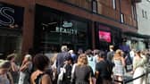 Beauty lovers outside the eagerly awaited new Boots Beauty store in Bristol