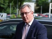 Sir Jeffrey Donaldson arriving at Newry Crown Court