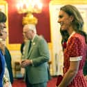 The Princess of Wales, right talking to Davina McCall