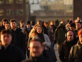 People walk through the centre of London