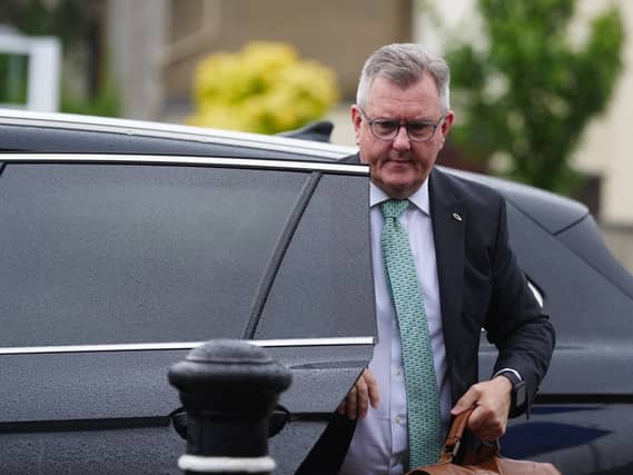 Sir Jeffrey Donaldson arriving at Newry Crown Court