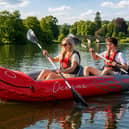 The Summit Oceana inflatable kayak includes paddles, seats and a carry bag for easy summer adventures