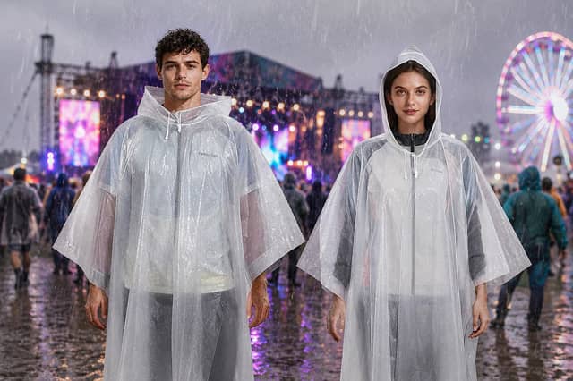 These reusable waterproof ponchos are designed to help festivalgoers stay prepared for unpredictable summer weather.