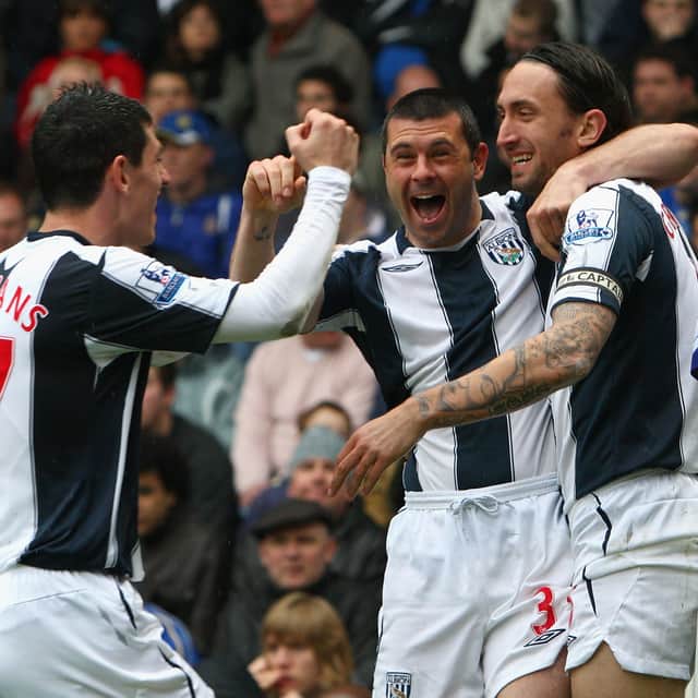 Graham Dorrans, Paul Robinson and Jonathan Greening celebrate against Portsmouth in 2009. Pic: Getty