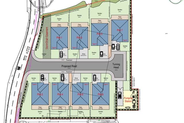 Plans for eight bungalows on land off Old Road, near Barlaston.