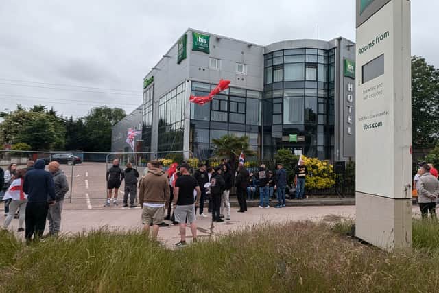 Protestors have taken to the Ibis hotel in Oldbury