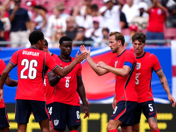England’s Harry Kane (second right) celebrates scoring