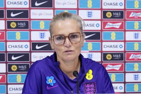 England head coach Sarina Wiegman during a press conference
