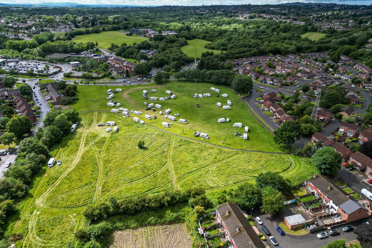 Traveller group of 40 caravans set up illegal camp near Asda