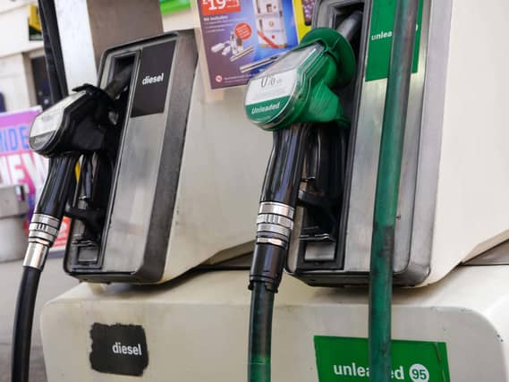 A view of fuel pumps at a petrol station