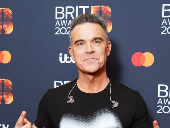 Robbie Williams at the the Brit Awards 2025