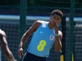 England’s Jude Bellingham during a training session at Swope Soccer Village, Kansas City