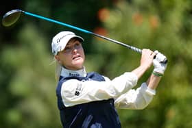 Charley Hull hits on the 13th hole during the final round of the US Women’s Open