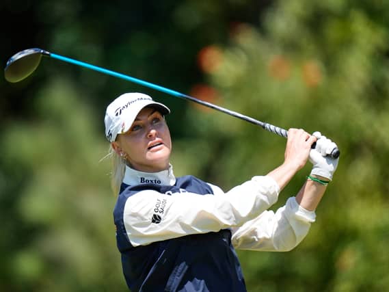 Charley Hull hits on the 13th hole during the final round of the US Women’s Open