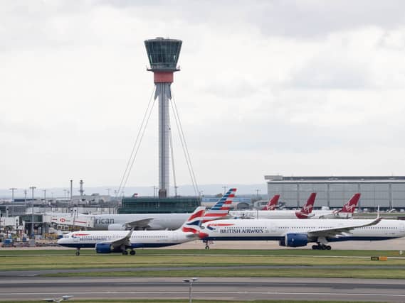 Planes outside Heathrow airport