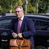 Sir Jeffrey Donaldson arriving at Newry Crown Court