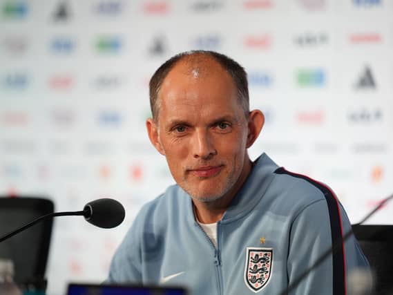England manager Thomas Tuchel during a press conference in Dallas