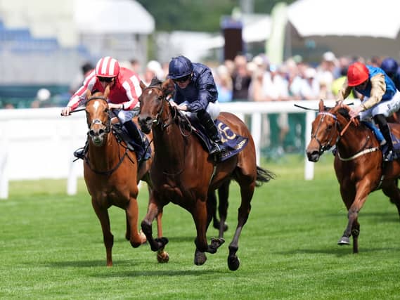 Victorious (second left) winning the Queen Mary Stakes at Royal Ascot