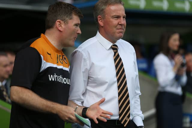 Joe Gallen and Kenny Jackett on the touchline