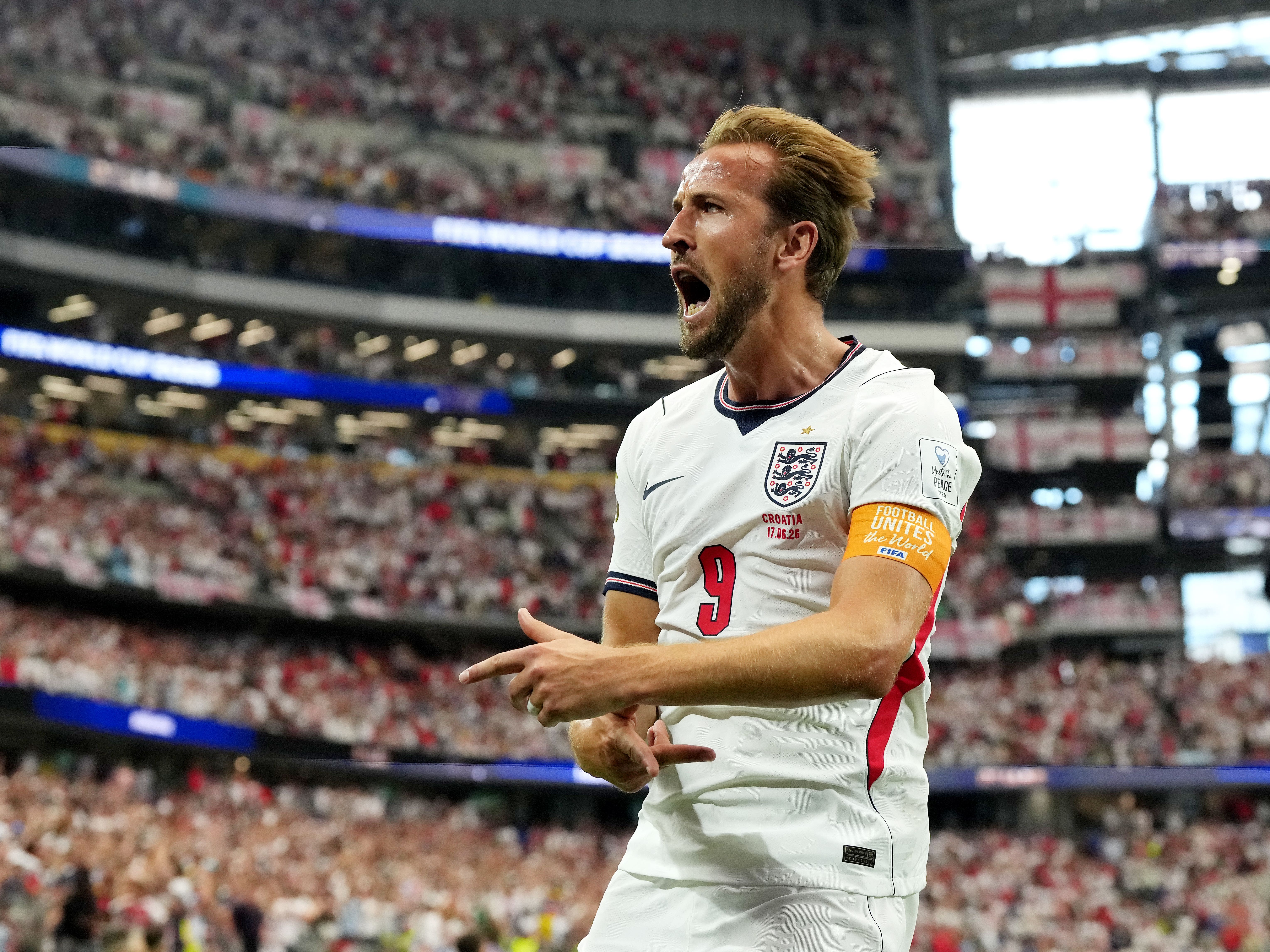 Harry Kane celebrates scoring