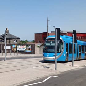 The first tram arrives at Dudley Zoo during testing on June 24