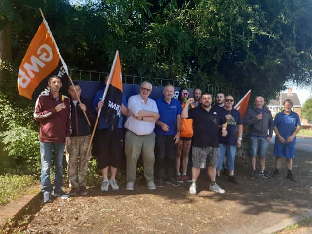 Workers on strike outside Glen Dimplex, in Coopers Bank Road, Pensnett