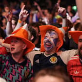 Scotland fans in traffic cone hats