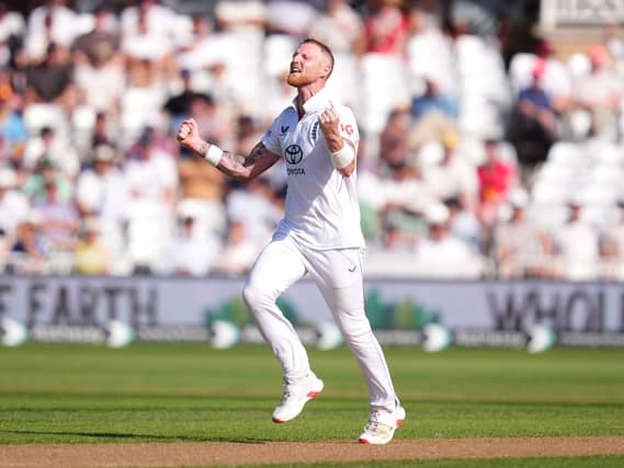 Ben Stokes celebrates the wicket of New Zealand's Tom Latham
