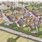 Indicative 3D Bird's eye visualisation of Stafford Road Uttoxeter.