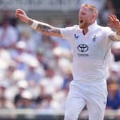 England’s Ben Stokes celebrates the wicket of New Zealand’s Mitch Santner