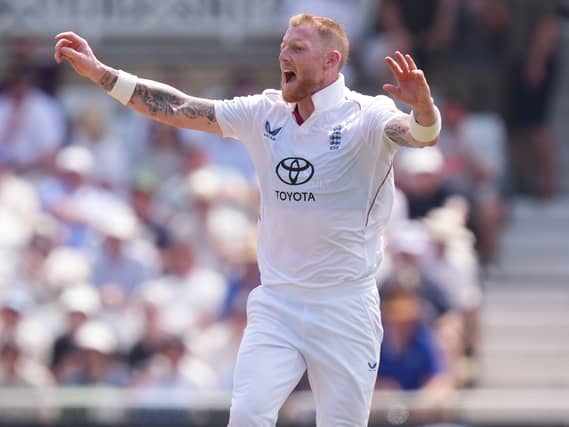 England’s Ben Stokes celebrates the wicket of New Zealand’s Mitch Santner