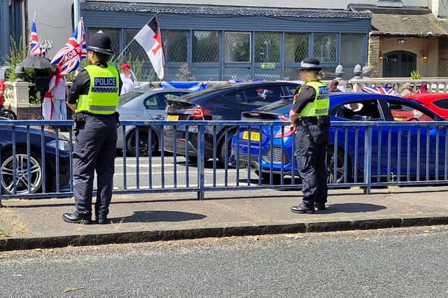 Police observed the demonstration