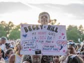George Morgan-Smith was able to get his photo taken with Becky Hill after she noticed his sign