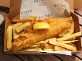 A portion of cod and chips from East Coast Fish & Chips