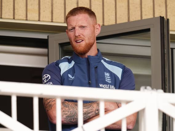 England captain Ben Stokes watches from the Trent Bridge balcony on day five of the third Test against New Zealand