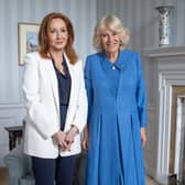 The Queen during an audience with JK Rowling, at the Palace of Holyroodhouse in Edinburgh