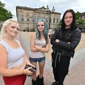 Stafford town Centre vox regarding potential ban on face masks etc. Jenny and Amelia 13 Skidmore and Leo Mellors 18.