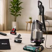 The Shark PowerDetect upright vacuum uses sensors to adapt its cleaning power to floors, dirt, edges and direction