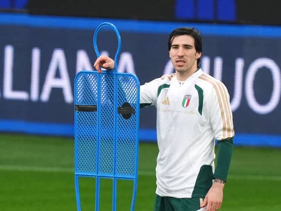 Sandro Tonali on international duty with Italy