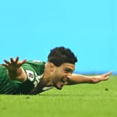 Raul Jimenez celebrates his latest goal for Mexico