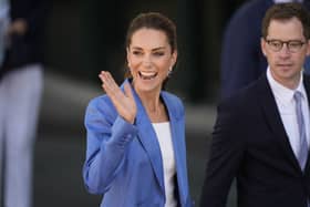 The Princess of Wales in white and blue