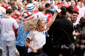 England football fans at Luna Springs in Birmingham, during the England v DR Congo, World Cup 2026 match.  July 1, 2026.  